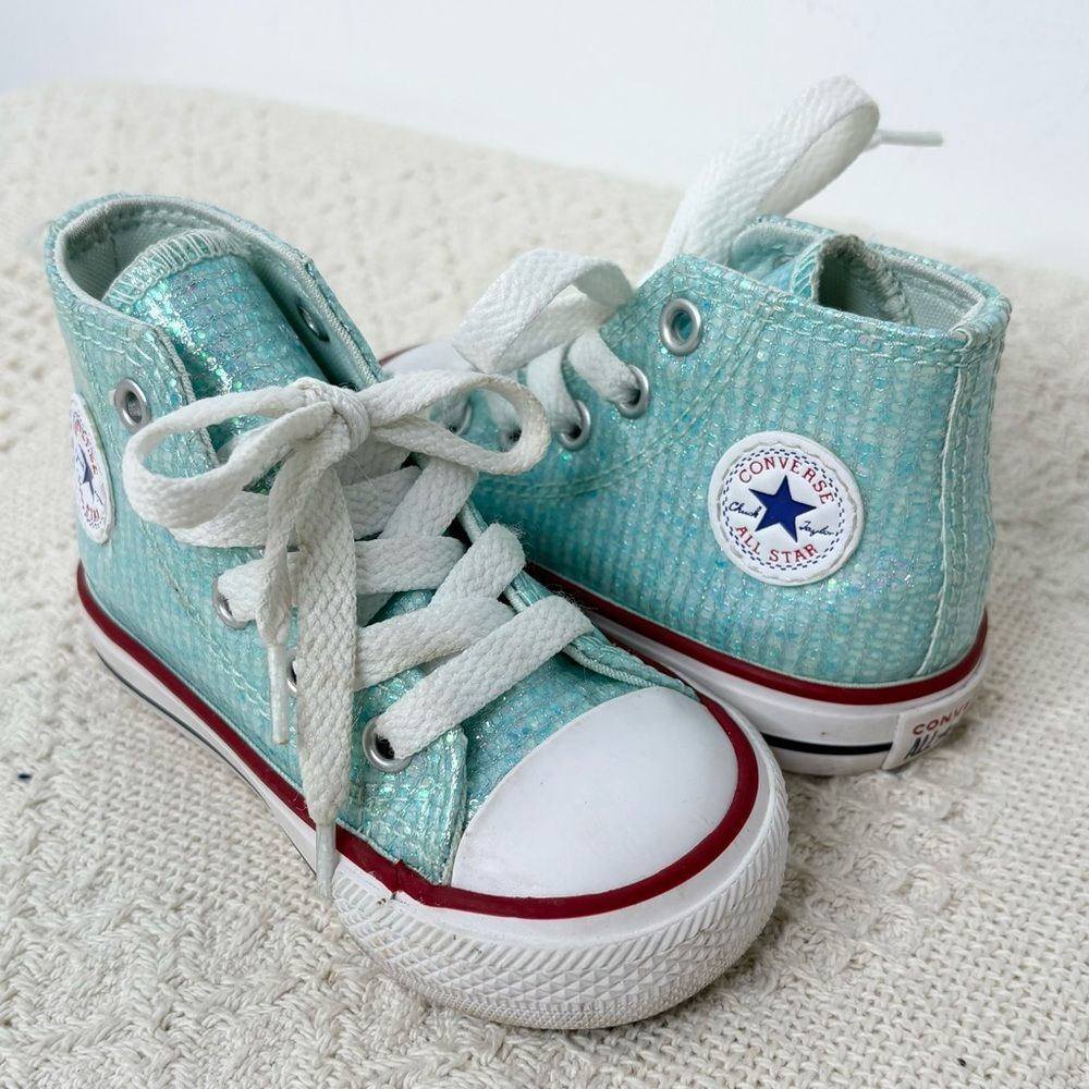 Converse Kids High-Top Sneakers - Aqua Glitter Chuck Taylor